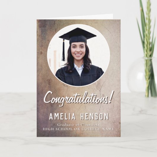 Rustieke Gefeliciteerd Afstuderen 2 Foto Afstudere Kaart (Voorkant)