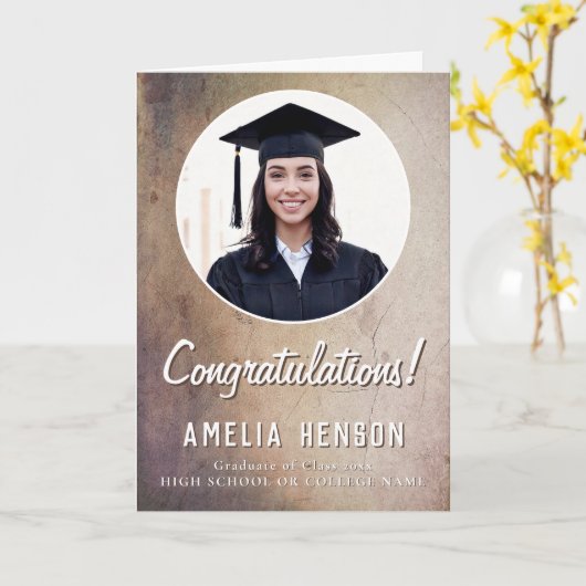 Rustieke Gefeliciteerd Afstuderen 2 Foto Afstudere Kaart (Gele Bloem)
