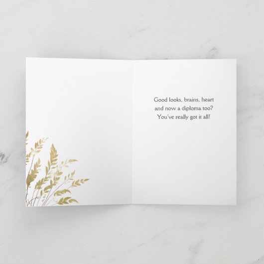 Rustieke Gefeliciteerd Gold Foliage Afstuderen Fot Kaart (Binnen)