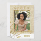 Rustieke Gefeliciteerd Gold Foliage Afstuderen Fot Kaart (Voorkant)
