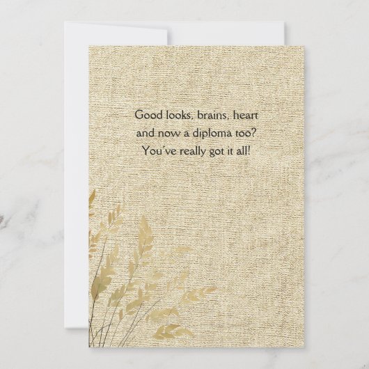 Rustieke Gefeliciteerd Gold Foliage Afstuderen Fot Kaart (Achterkant)