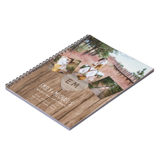 Rustieke Gegraveerde Hart Trouw Bruidscadeau FOTOS Notitieboek (Linkerzijde)