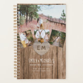 Rustieke Gegraveerde Hart Trouwfeest Bruidsjurk Sh Planner (Voorkant)