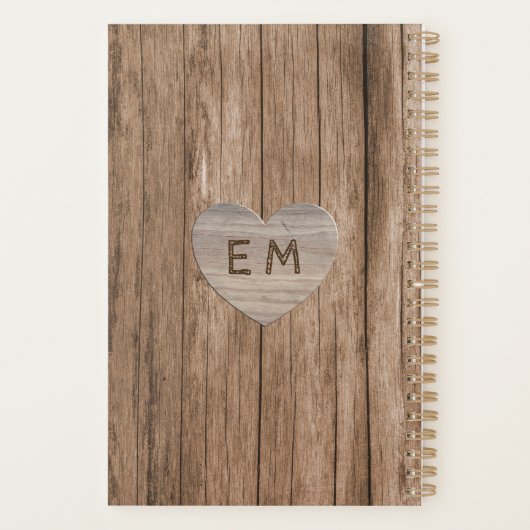 Rustieke Gegraveerde Hart Trouwfeest Bruidsjurk Sh Planner (Achterkant)