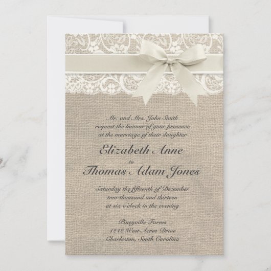 Rustieke  geïnspireerde bruiloft uitnodiging (Voorkant)