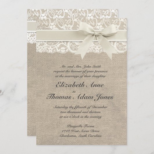 Rustieke  geïnspireerde bruiloft uitnodiging (Voorkant / Achterkant)