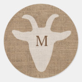 Rustieke geit Monogram Burlap Sticker (Voorkant)