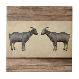 Rustieke geiten en houtnerf keramische Tegel Tegeltje