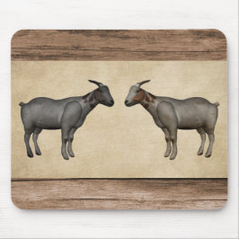 Rustieke geiten en houtnerf muismat