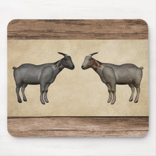 Rustieke geiten en houtnerf muismat (Voorkant)