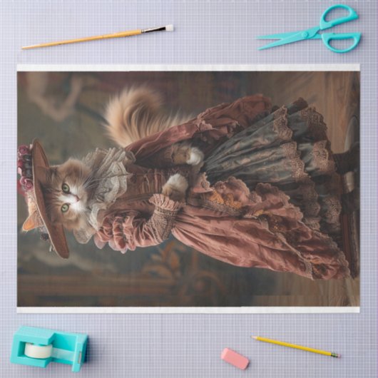 rustieke geklede kat decoupage tissuepapier (Craft)