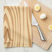 Rustieke gekleurde bruin hout Initiaal naam Theedoek (Quarter Fold)