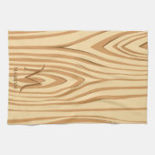 Rustieke gekleurde bruin hout Initiaal naam Theedoek (Horizontaal)