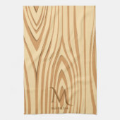 Rustieke gekleurde bruin hout Initiaal naam Theedoek (Verticaal)