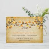 rustieke geknoopte liefdesbomen herfstbruiloft kaart (Staand voorkant)