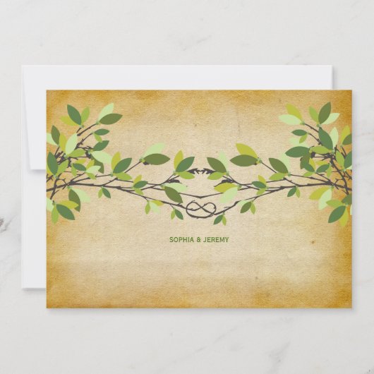 rustieke geknoopte liefdesboom zomer bruiloft kaart (Achterkant)