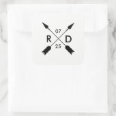 Rustieke gekruiste pijl | Aangepaste trouwdatum Vierkante Sticker (Tas)