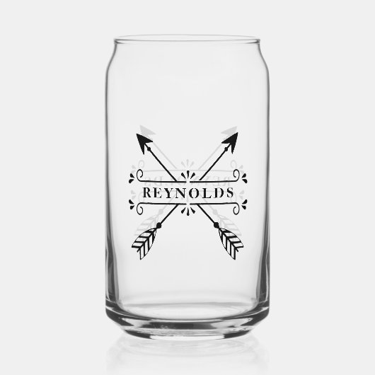 Rustieke gekruiste pijlen met naam ID615 Blikvorm Glas (Achterkant)