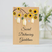 Rustieke Gele Bloemen Mason Jars Veiligheidsmaatre Informatiekaartje (Staand voorkant)