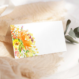 Rustieke Gele Bloemen Watercolor Bruiloft Plaatskaartje