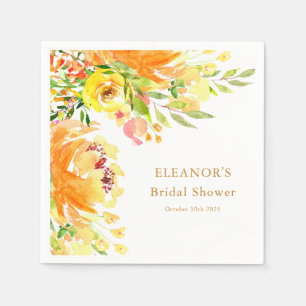 Rustieke Gele Bloemen Waterverf Bruiloftsdouche Servet