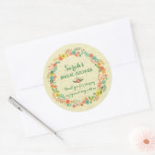 Rustieke gele bloemenkrans bruids bruiloft douche ronde sticker (Envelop)