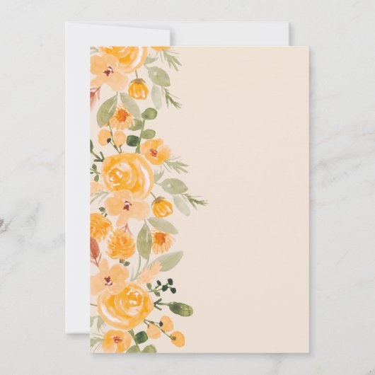 Rustieke gele bloemenwaterverf herfst vrijgezellen kaart (Achterkant)