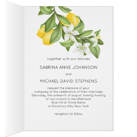 Rustieke gele citroenen en gebladerte C bruiloft (Binnen (Rechts))