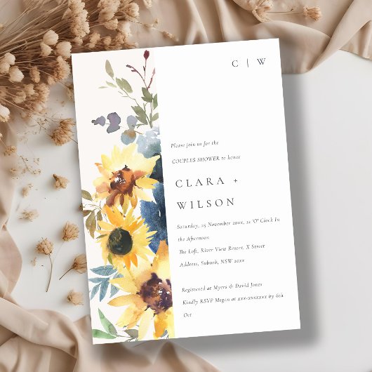 Rustieke Gele Marine Zonnebloem Bloemen Koppels Do Kaart