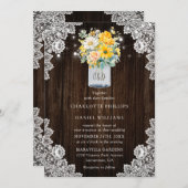 Rustieke Gele Perzik Bloemen Mason Jar Hout Bruilo Kaart (Voorkant / Achterkant)