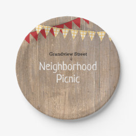 Rustieke Gele Plaid Buurt Picknick Papieren Bordje