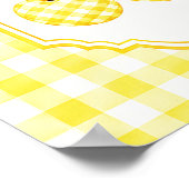 Rustieke Gele Plaid Gingham Kersen Illustratie Poster (Hoek)