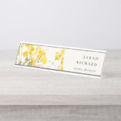 Rustieke Gele Waterverf Wildflower Boho Floral Bureau Naambordje (Voorkant)