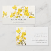 Rustieke Gele Waterverf Wildflower Boho Floral Visitekaartje (Voorkant / Achterkant)