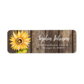 Rustieke Gele Waterverf Zonnebloem Retouradres Etiket (Voorkant)