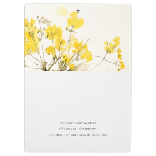 Rustieke Gele Wildflower Boho Bloemen Bedrijf Klembord (Achterkant)