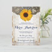 Rustieke Gele Zonnebloem Afstuderen Invitation Kaart (Staand voorkant)