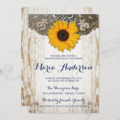 Rustieke Gele Zonnebloem Afstuderen Invitation Kaart (Voorkant / Achterkant)