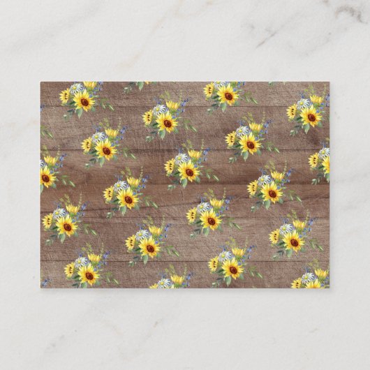 Rustieke gele zonnebloem Baby shower luier Raffle Informatiekaartje (Achterkant)