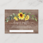 Rustieke gele zonnebloem Baby shower luier Raffle Informatiekaartje (Voorkant)