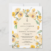 Rustieke Gele zonnebloem bloemenboog chique bruilo Kaart (Voorkant)