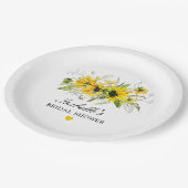 Rustieke Gele Zonnebloem Bruidsdouche Papieren Bordje (Gekanteld)