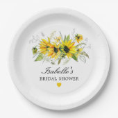 Rustieke Gele Zonnebloem Bruidsdouche Papieren Bordje (Voorkant)