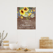 Rustieke Gele Zonnebloem Bruiloft Feest Welkom Bor Poster (Keuken)