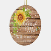 Rustieke Gele Zonnebloem Bruiloft Keramisch Ornament (Rechts)