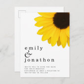 Rustieke gele zonnebloem bruiloft opslaan van de d aankondigingskaart (Voorkant / Achterkant)