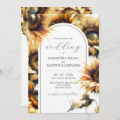 Rustieke Gele Zonnebloem Bruiloft QR-code Details Kaart (Voorkant / Achterkant)