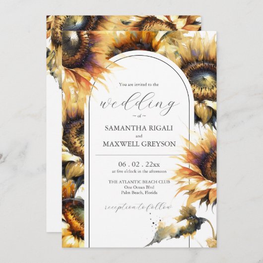 Rustieke Gele Zonnebloem Bruiloft QR-code Details Kaart (Voorkant / Achterkant)