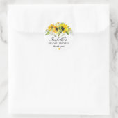 Rustieke Gele Zonnebloem Bruiloftsdank Je Ronde Sticker (Tas)