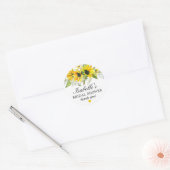 Rustieke Gele Zonnebloem Bruiloftsdank Je Ronde Sticker (Envelop)